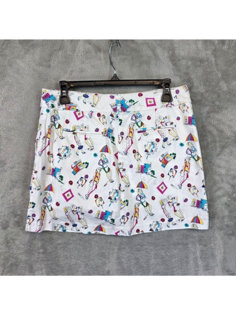 Attyre Skirt Womens 6 Multicolor Graphic Print Twill Mini Pockets Stretch - Picture 2 of 7